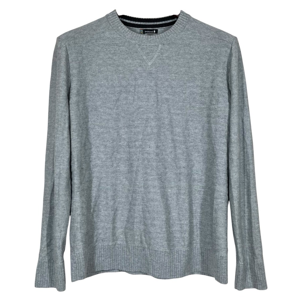 Smartwool Sparwood Crewneck Sweater Mens M Grey Lightweight Breathable Warmth